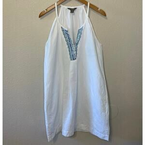 Tommy Bahama Linen Cotton Blend Embroidered Tunic Style Mini Tank Dress Medium